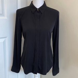 Theory Black Long Sleeve Silk Shirt